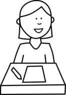student desk girl drawing