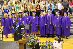 graduation ceremony, young people singing