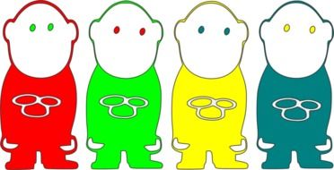 Colorful children with the colorful eyes clipart