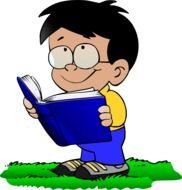 drawing of a boy with an open book