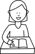 Black and white picture of a girl reading a book