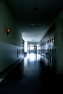 school corridor at night