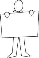 drawing a human figure with a blank sheet in his hands