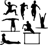 drawn silhouettes of gymnasts