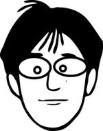 nerd, male face in glasses, black and white drawing