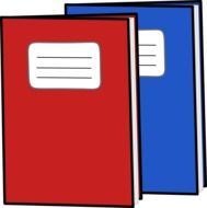 drawing of school exercise books for studying