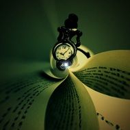 pocket watch and book binding as a fantasy