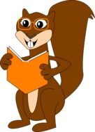 Squirrel is reading clipart