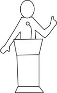 figure of a man behind the podium