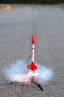 moment of launching a toy rocket