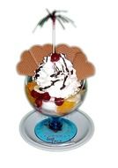 bowl with ice cream and fruits