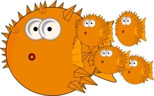 graphic image of orange fish with spikes