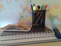 everything for learning on the table