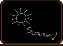 summer, school blackboard with sun and text, drawing