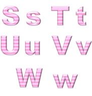 pink letters S, T, U, V, W