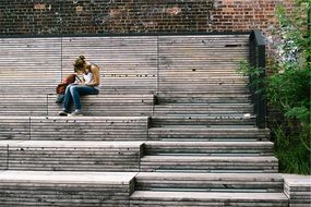 girl with a notebook in the street