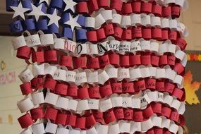 American flag made of papers