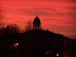 pink sunset over university of a freed-hardeman