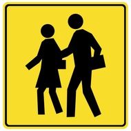 black children on yellow back crossing icon