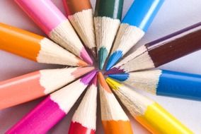 sharpened edges of the colour pencils