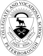 school emblem with painted deer and keys