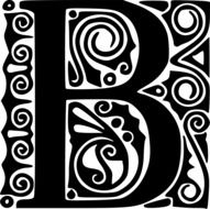 Beautiful black and white b letter with ornaments