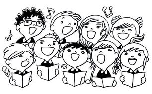 drawing of singing children