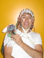 man with electrodes on head, eeg study