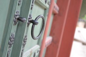 silver door handle in old school