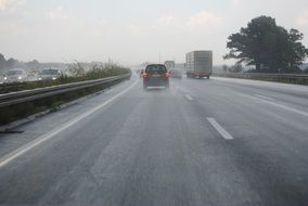 car on a wet track