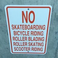 skateboarding warning sign