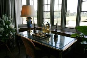 antique office desk at window