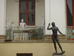 human statues in studio of art school