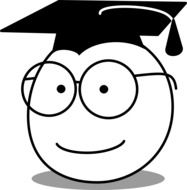 painted smile in graduate cap and glasses
