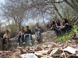 muslim boys and girls with teacher outdoor