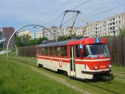 red tram on the streets of Prague