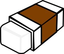 brown and white eraser, office supply