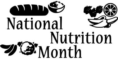inscription "national nutrition month" on a black and white picture