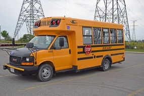 school orange bus on parking place