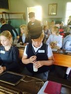 Children in the school museum in Sweden