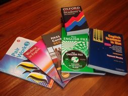 school textbooks lie on the table