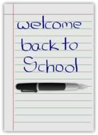 a sheet with the words welcome back to school and pen