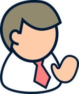 drawing of employee man in tie saying hello