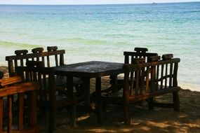 table and chairs ocean