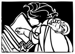 reading person, vintage drawing