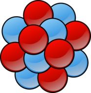 drawn red and blue molecules