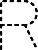 dashed line of alphabet letter R