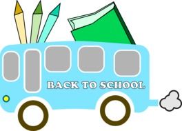 school bus with crayons