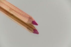 wooden pencil with pink core and its reflection