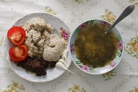 lunch porridge liver soup